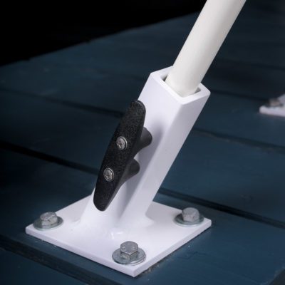 fixed position deck mounted mooring whip